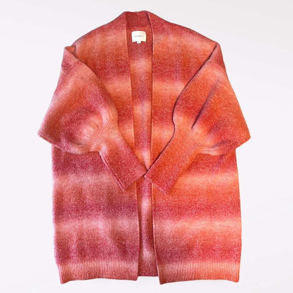 Sundays Pink Ombré Balloon Sleeve Blanket Style Cardigan